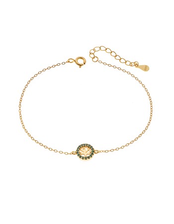 Βραχιόλι SENZA Δέντρο της Ζωής Gold Plated Ασήμι 925 Double Face Green - SSR4454GGN