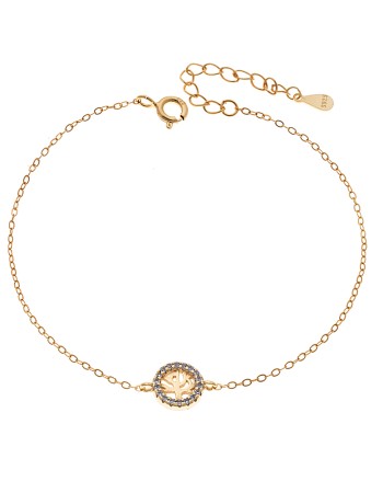 Βραχιόλι SENZA Δέντρο της Ζωής Gold Plated Ασήμι 925 Double Face Light Blue - SSR4454GLB