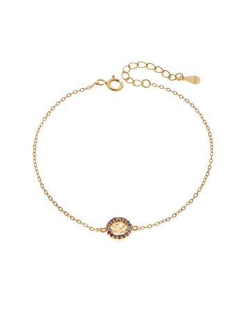 Βραχιόλι SENZA Δέντρο της Ζωής Gold Plated Ασήμι 925 Double Face Rainbow - SSR4454GMU