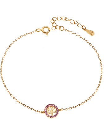 Βραχιόλι SENZA Δέντρο της Ζωής Gold Plated Ασήμι 925 Double Face Pink - SSR4454GPK