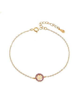 Βραχιόλι SENZA Δέντρο της Ζωής Gold Plated Ασήμι 925 Double Face Pink - SSR4454GPK