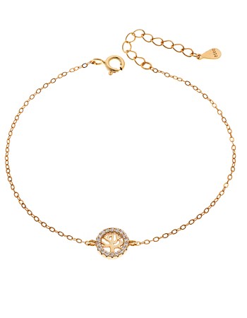 Βραχιόλι SENZA Δέντρο της Ζωής Gold Plated Ασήμι 925 Double Face Pink - SSR4454GPK