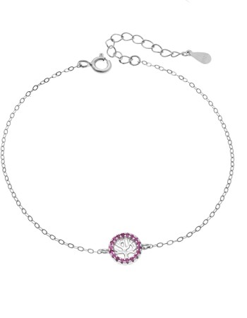 Βραχιόλι SENZA Δέντρο της Ζωής Rhodium Plated Ασήμι 925 Double Face Fouchsia - SSR4454SFU