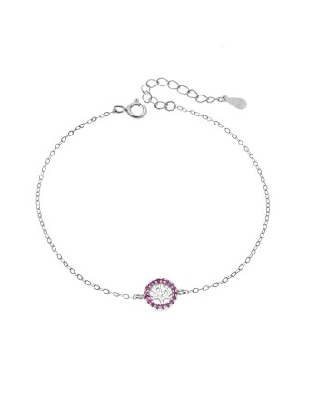 Βραχιόλι SENZA Δέντρο της Ζωής Rhodium Plated Ασήμι 925 Double Face Fouchsia - SSR4454SFU