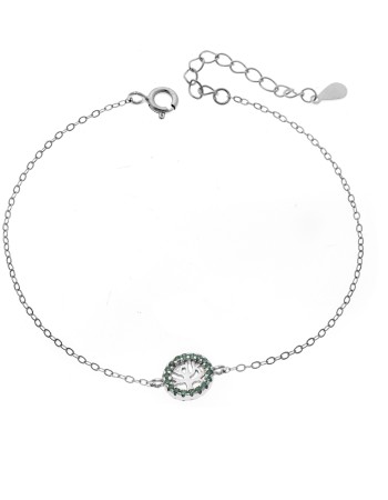 Βραχιόλι SENZA Δέντρο της Ζωής Rhodium Plated Ασήμι 925 Double Face Green - SSR4454SGN
