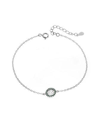 Βραχιόλι SENZA Δέντρο της Ζωής Rhodium Plated Ασήμι 925 Double Face Green - SSR4454SGN