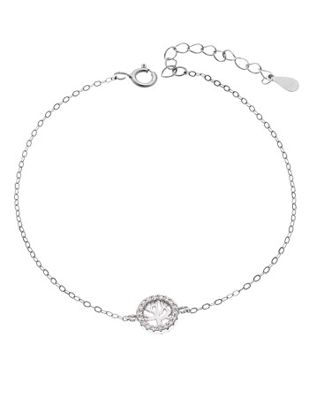 Βραχιόλι SENZA Δέντρο της Ζωής Rhodium Plated Ασήμι 925 Double Face Green - SSR4454SGN