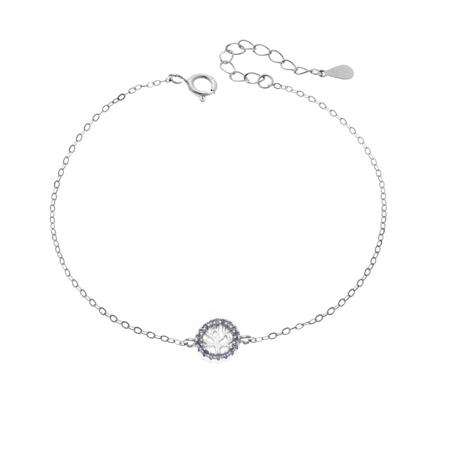 Βραχιόλι SENZA Δέντρο της Ζωής Rhodium Plated Ασήμι 925 Double Face Light Blue - SSR4454SLB