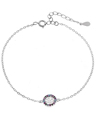 Βραχιόλι SENZA Δέντρο της Ζωής Rhodium Plated Ασήμι 925 Double Face Rainbow - SSR4454SMU