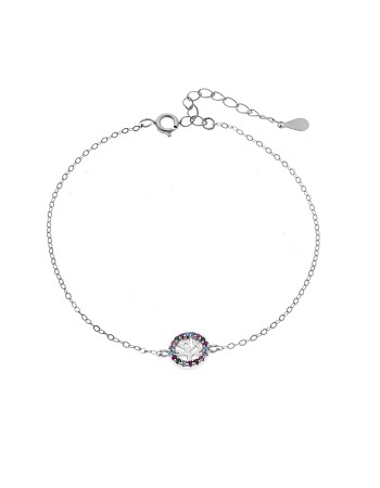 Βραχιόλι SENZA Δέντρο της Ζωής Rhodium Plated Ασήμι 925 Double Face Rainbow - SSR4454SMU
