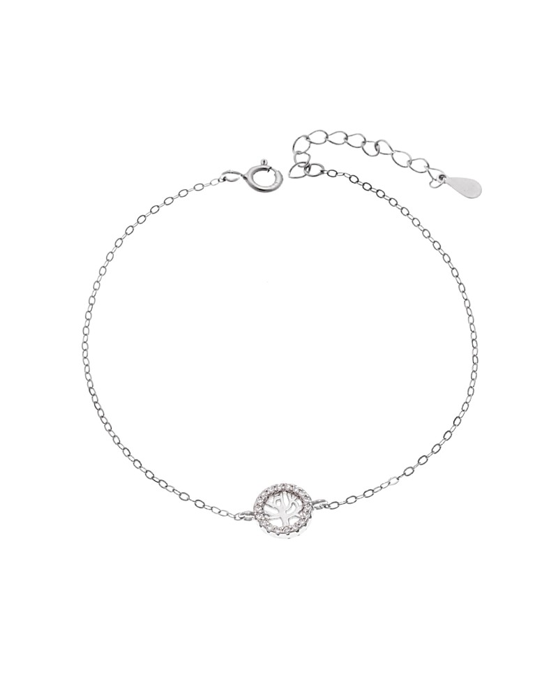 Βραχιόλι SENZA Δέντρο της Ζωής Rhodium Plated Ασήμι 925 Double Face Rainbow - SSR4454SMU