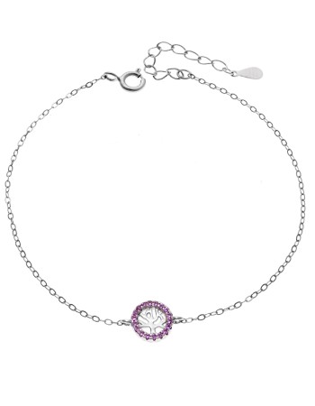 Βραχιόλι SENZA Δέντρο της Ζωής Rhodium Plated Ασήμι 925 Double Face Pink - SSR4454SPK