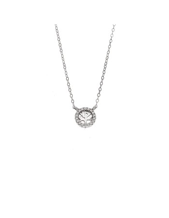 Κολιέ SENZA Δέντρο της Ζωής Rhodium Plated Ασήμι 925 Double Face Turquoise - SSR4455STQ