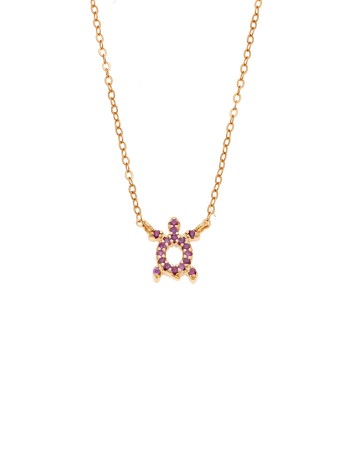 Κολιέ SENZA Χελώνα Gold Plated Ασήμι 925 Double Face Fouchsia - SSR4456GFU