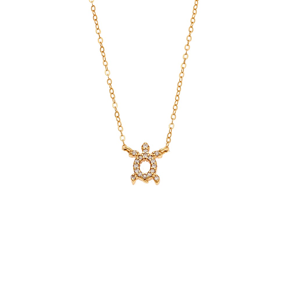 Κολιέ SENZA Χελώνα Gold Plated Ασήμι 925 Double Face Fouchsia - SSR4456GFU