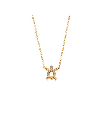 Κολιέ SENZA Χελώνα Gold Plated Ασήμι 925 Double Face Fouchsia - SSR4456GFU