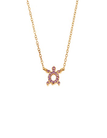 Κολιέ SENZA Χελώνα Gold Plated Ασήμι 925 Double Face Pink - SSR4456GPK