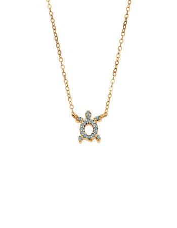 Κολιέ SENZA Χελώνα Gold Plated Ασήμι 925 Double Face Turquoise - SSR4456GTQ