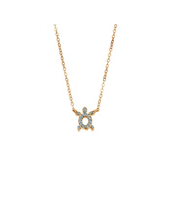 Κολιέ SENZA Χελώνα Gold Plated Ασήμι 925 Double Face Turquoise - SSR4456GTQ