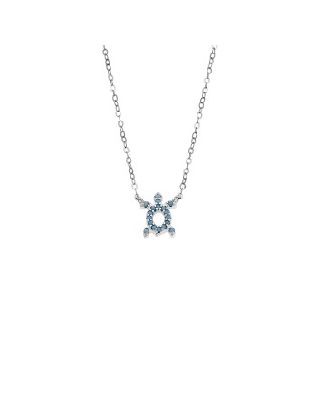 Κολιέ SENZA Χελώνα Rhodium Plated Ασήμι 925 Double Face Turquoise - SSR4456STQ