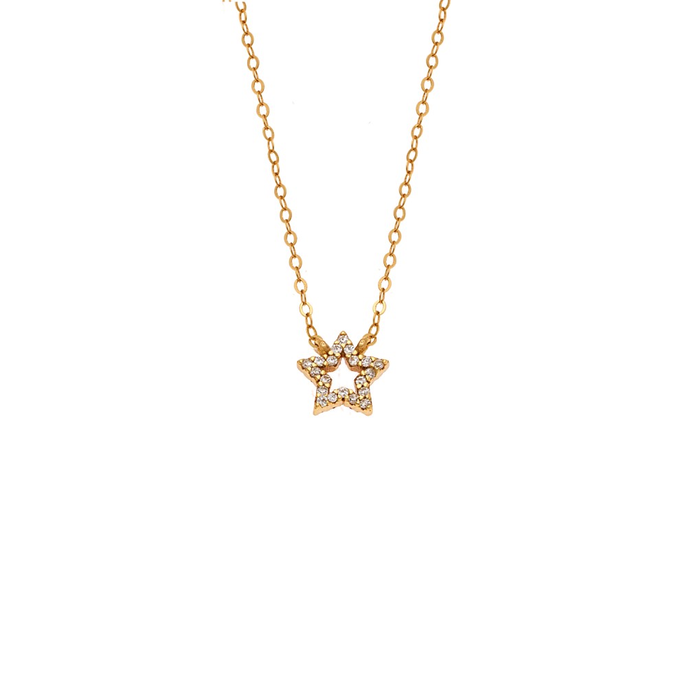 Κολιέ SENZA Αστεράκι Gold Plated Ασήμι 925 Double Face Pink - SSR4457GPK