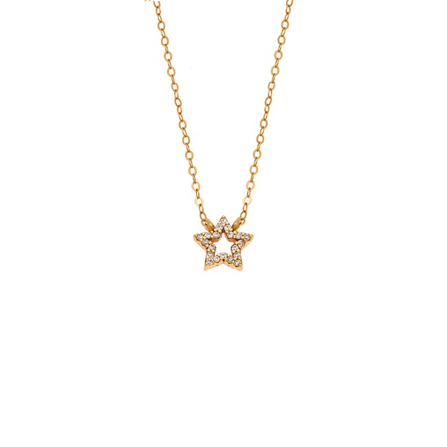 Κολιέ SENZA Αστεράκι Gold Plated Ασήμι 925 Double Face Turquoise - SSR4457GTQ