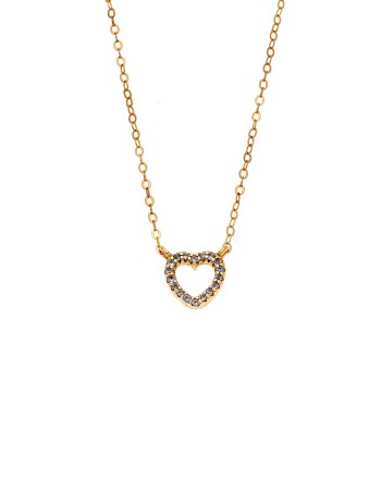 Κολιέ SENZA Καρδιά Gold Plated Ασήμι 925 Double Face Light Blue - SSR4458GLB