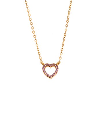 Κολιέ SENZA Καρδιά Gold Plated Ασήμι 925 Double Face Pink - SSR4458GPK