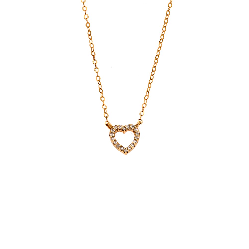 Κολιέ SENZA Καρδιά Gold Plated Ασήμι 925 Double Face Pink - SSR4458GPK