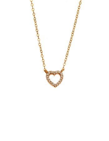 Κολιέ SENZA Καρδιά Gold Plated Ασήμι 925 Double Face Pink - SSR4458GPK