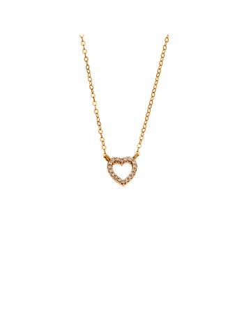 Κολιέ SENZA Καρδιά Gold Plated Ασήμι 925 Double Face Pink - SSR4458GPK