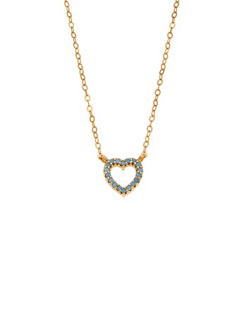 Κολιέ SENZA Καρδιά Gold Plated Ασήμι 925 Double Face Turquoise - SSR4458GTQ