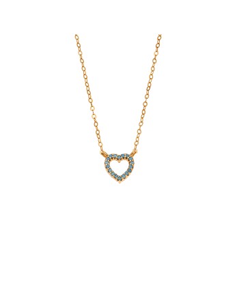 Κολιέ SENZA Καρδιά Gold Plated Ασήμι 925 Double Face Turquoise - SSR4458GTQ