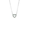 Κολιέ SENZA Καρδιά Rhodium Plated Ασήμι 925 Double Face Green - SSR4458SGN