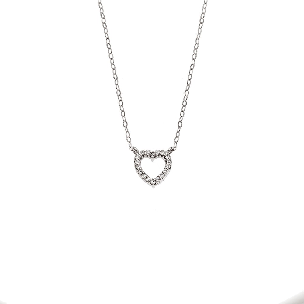 Κολιέ SENZA Καρδιά Rhodium Plated Ασήμι 925 Double Face Green - SSR4458SGN