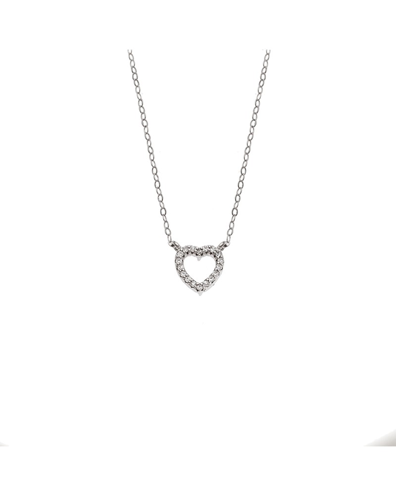 Κολιέ SENZA Καρδιά Rhodium Plated Ασήμι 925 Double Face Rainbow - SSR4458SMU