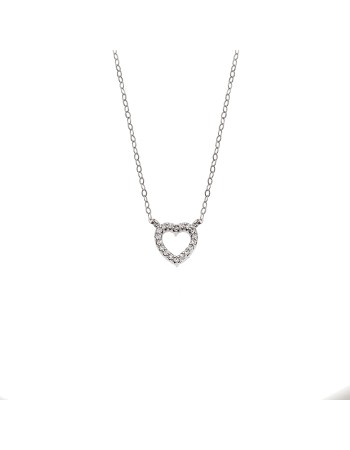 Κολιέ SENZA Καρδιά Rhodium Plated Ασήμι 925 Double Face Turquoise - SSR4458STQ