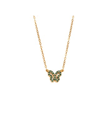 Κολιέ SENZA Πεταλούδα Gold Plated Ασήμι 925 Double Face Green - SSR4459GGN