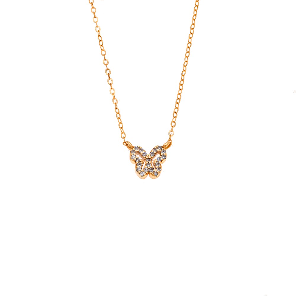 Κολιέ SENZA Πεταλούδα Gold Plated Ασήμι 925 Double Face Light Blue - SSR4459GLB