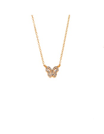 Κολιέ SENZA Πεταλούδα Gold Plated Ασήμι 925 Double Face Light Blue - SSR4459GLB