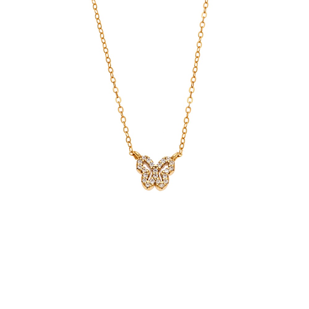 Κολιέ SENZA Πεταλούδα Gold Plated Ασήμι 925 Double Face Light Blue - SSR4459GLB