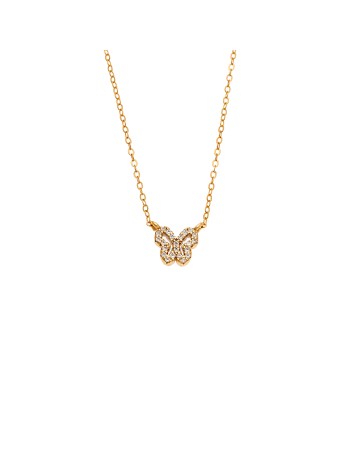 Κολιέ SENZA Πεταλούδα Gold Plated Ασήμι 925 Double Face Light Blue - SSR4459GLB