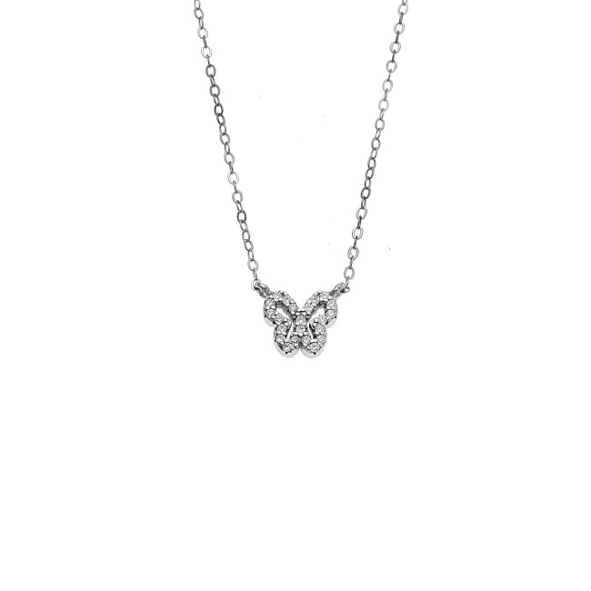 Κολιέ SENZA Πεταλούδα Rhodium Plated Ασήμι 925 Double Face Green - SSR4459SGN