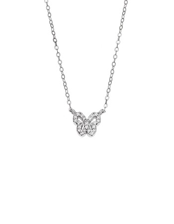 Κολιέ SENZA Πεταλούδα Rhodium Plated Ασήμι 925 Double Face Light Blue - SSR4459SLB