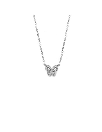 Κολιέ SENZA Πεταλούδα Rhodium Plated Ασήμι 925 Double Face Pink - SSR4459SPK