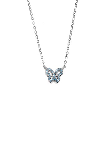 Κολιέ SENZA Πεταλούδα Rhodium Plated Ασήμι 925 Double Face Turquoise - SSR4459STQ