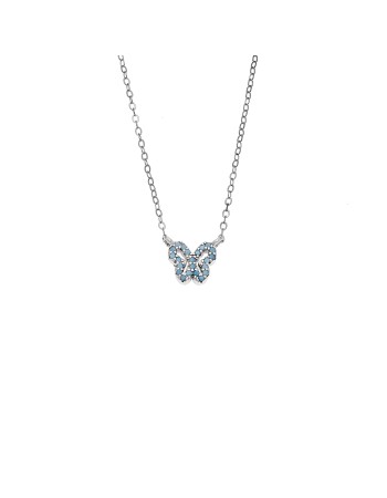 Κολιέ SENZA Πεταλούδα Rhodium Plated Ασήμι 925 Double Face Turquoise - SSR4459STQ