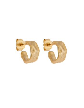 Σκουλαρίκια Senza από επιχρυσωμένο ασήμι 925, Ματ κυματιστό κρικάκι - SSR4461GD