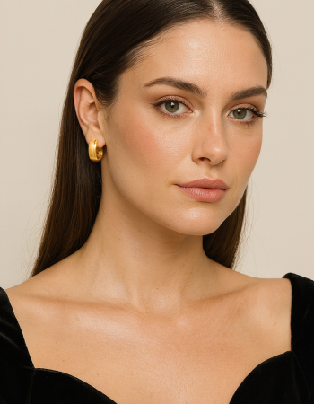 Σκουλαρίκια Senza από επιχρυσωμένο ασήμι 925, Ματ κυματιστό κρικάκι - SSR4461GD