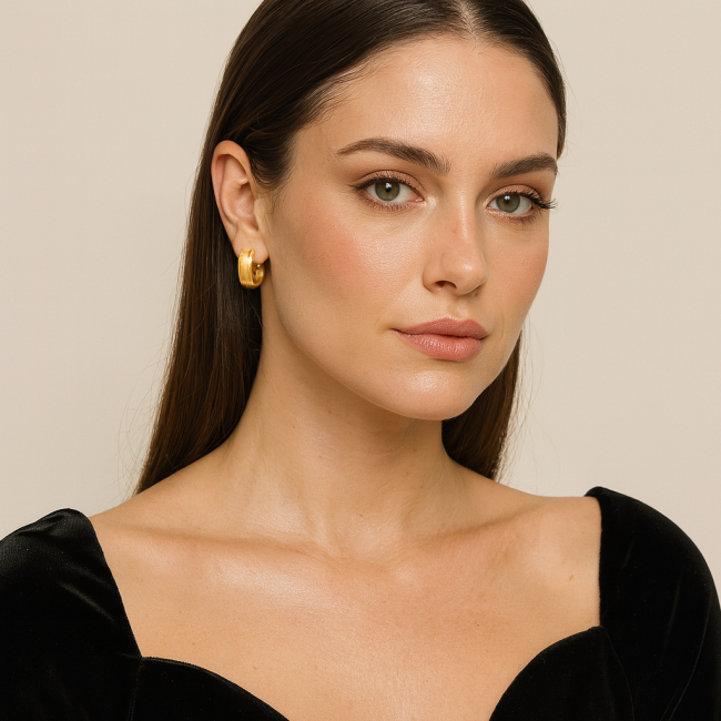 Σκουλαρίκια Senza από επιχρυσωμένο ασήμι 925, Ματ κυματιστό κρικάκι - SSR4461GD